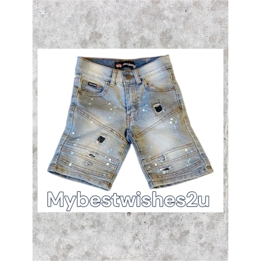 Phat Farm Blue Distress Kids Shorts Size 2t Or 3t See Measurements Rip + Repair